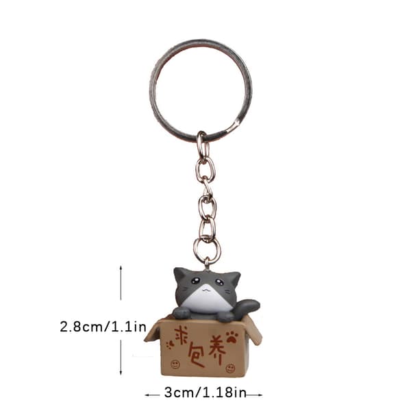 Creative e Little Cat Box avaimenperä naisille Miesten avaimenperälaukku C Gray