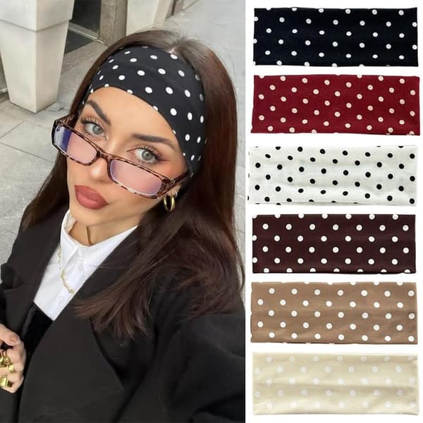 Retro Boho Breeze Wind Dot Stretch Damhårband n Ins Wide A4