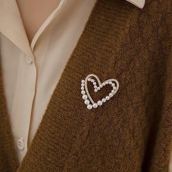 Klassisk Rhinestone Hjerte Broche Pins Trendy Tøj Kjole Hør