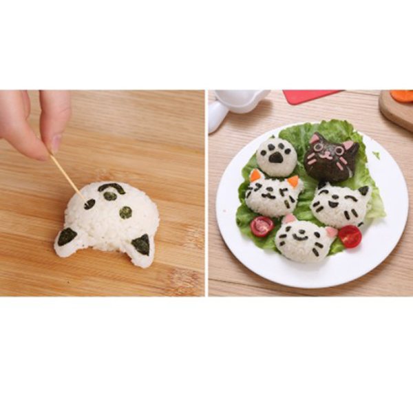 1 sett e Smile Cat Sushi Risform Dekor ter Sandwich DIY-verktøy