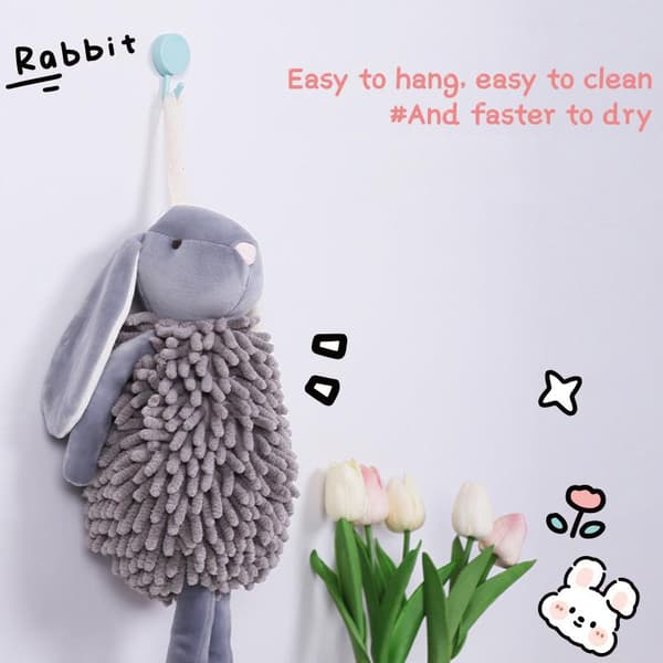e Bunny Fuzzy Ball Handdukar Pink