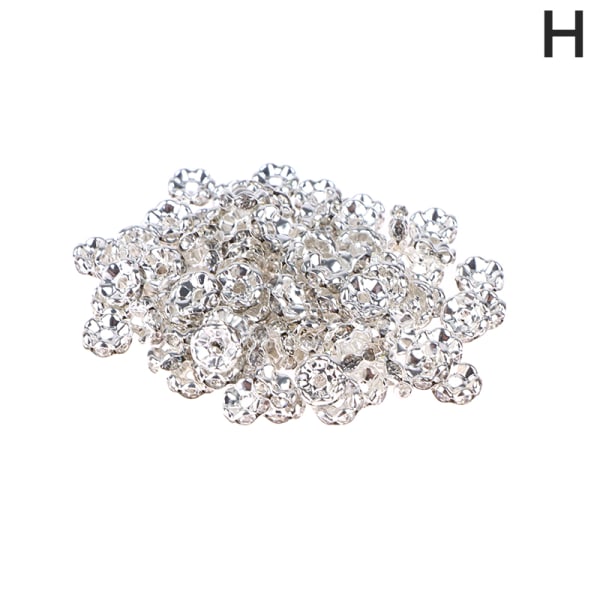 100 st 6/8 mm Rhinestone Rone Crystal Wave Spacer Beads For Jewe H-8mm