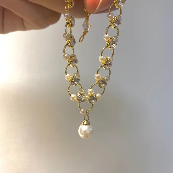 2022 Uusi Sweet Romantic Pearl tekojalokivi Crossed Gold Color Br