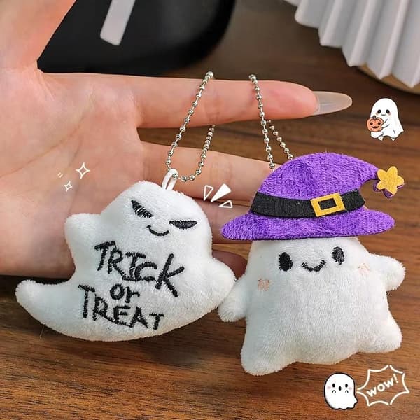 Halloween Plys Nøglering Til Kvinder Græskar Spøgelse Flagermus Heksehat D