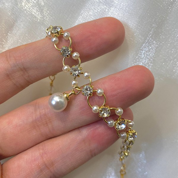 2022 New Sweet Romantic Pearl Rhinestone Crossed Gold Color Br