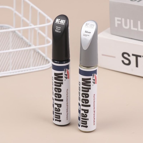 12 ml aluminiumfälgrenoveringsfärgborste hjulspray Black