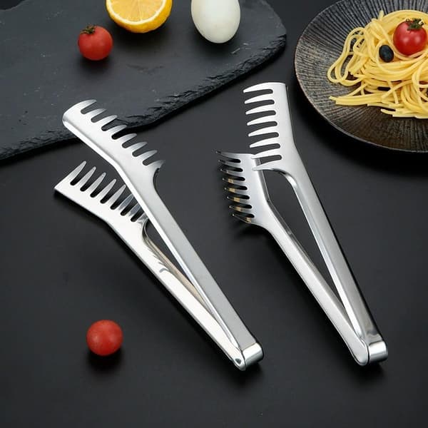 Multifunksjonell rustfri stålklips grillspagettitang Silver