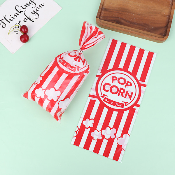 50 st röda vertikala bar popcorn plastpåse nougat kex bröd