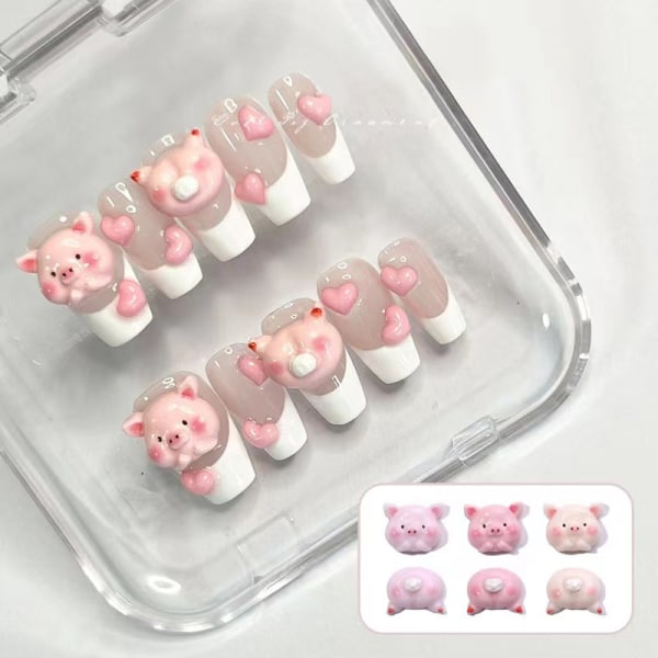 10 kpl DIY Nail Art Charm 3D Pinkki Sarjakuva Pig Piggy Butt Nail Dri A 10Pcs