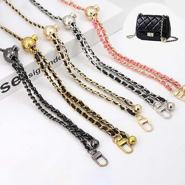 Læderhåndtag Taske Strap Rhombus Bag Bead Ball Chain Justerbar B4