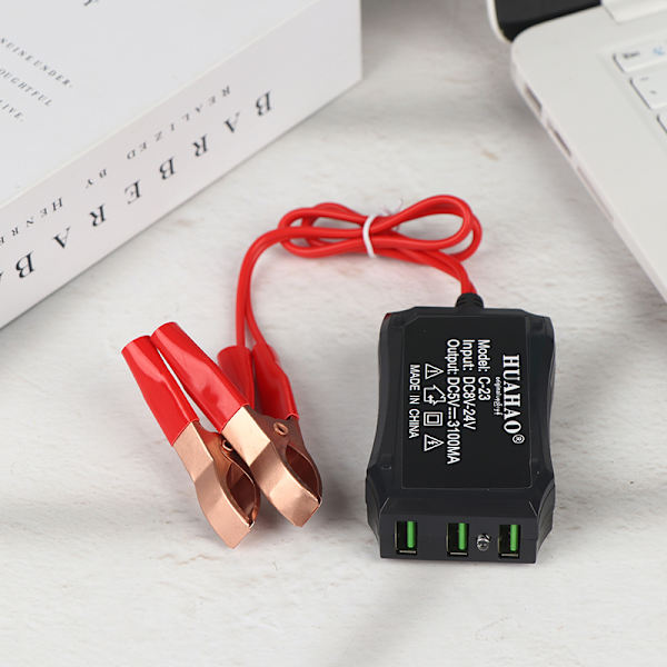12V 24V til 5V Nødstrøm USB-adapter med 3 USB-porte og B 2PCS
