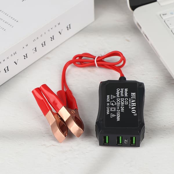 12V 24V till 5V Nödströms USB-adapter med 3 USB-portar och B 2PCS