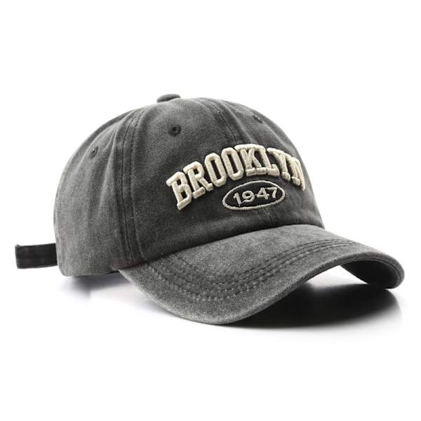Retro vasket baseballhat Kvinder S Brev Broderet Spring Sum Black