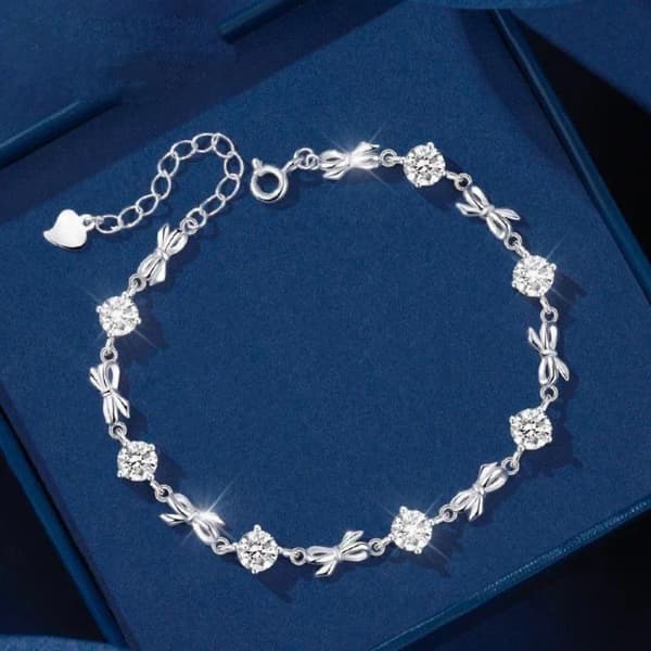 1 st silverrosettarmband med glänsande kubisk zirkonia justerbart C