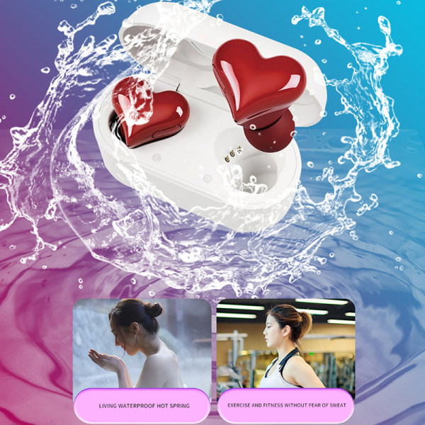 Hjerteformede In Ear Trådløse Bluetooth-hodetelefoner med støyrød A1