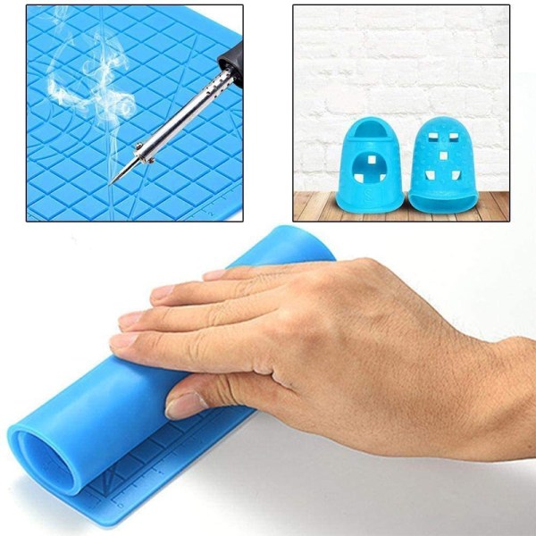 3D Printing Pen Silikonmatte DIY Tegnemal Pad med Fing Blue