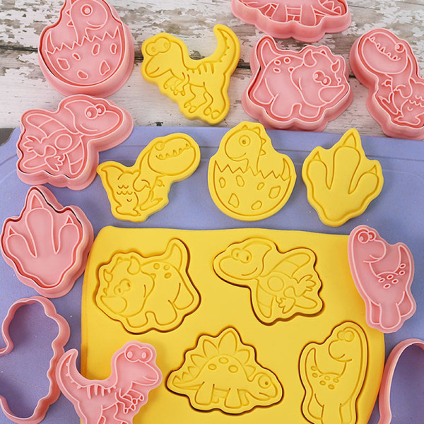 8 Stk Cookie ter Form Plast Press Kjeks Form Stempel Bakeware