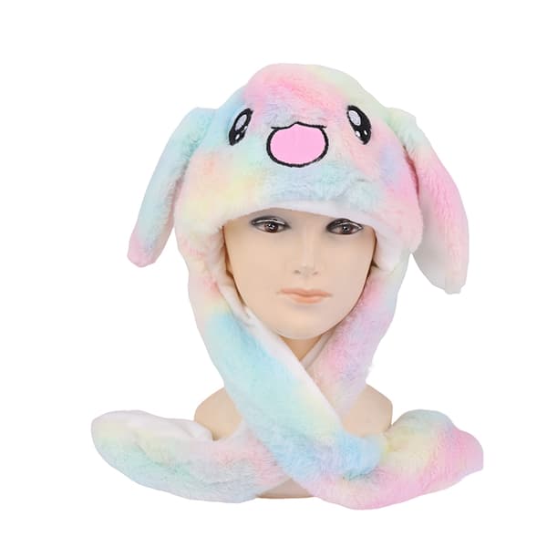Kvinders Movable Bunny Ears Hatte Med Lys Piger Vinter Plys A