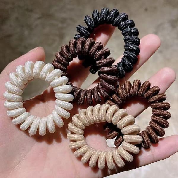 1 stk. spiralhårelastikker uden krølledesign til daglig styling Brown