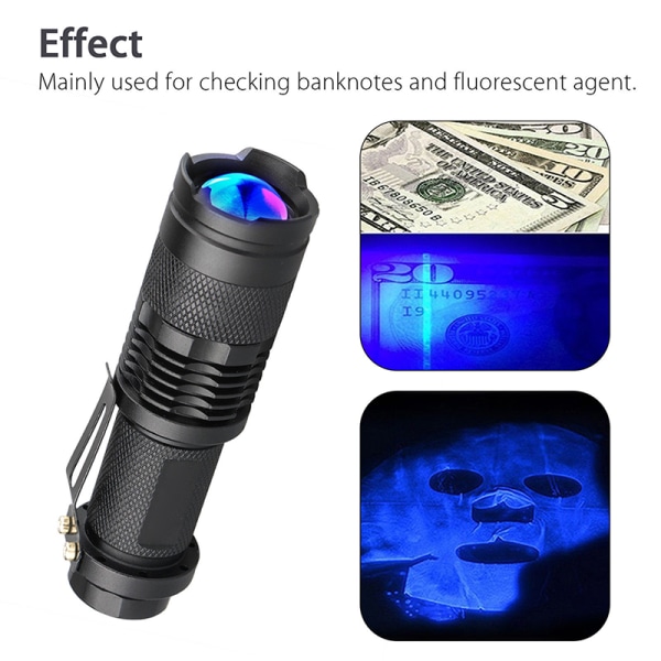 LED Ultra Fiolett UV 365 nm Blacklight Lommelykt Inspeksjon