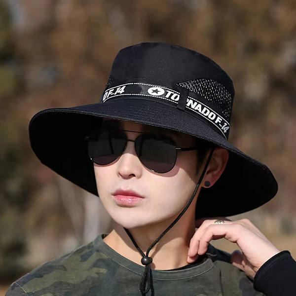Menn Sommer Bred Brem Bøtte Hat Mote Utendørs Pustende Sol Army green