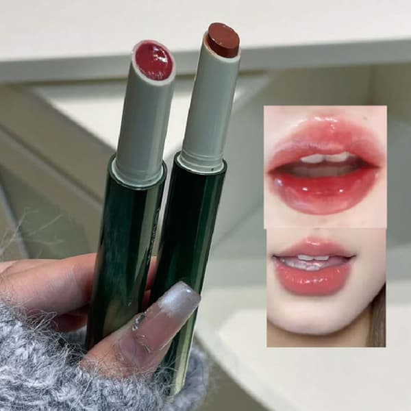 Vannblank Speil Solid Lip Gloss Lepper Plumper Leppepomade Skjønnhet A1