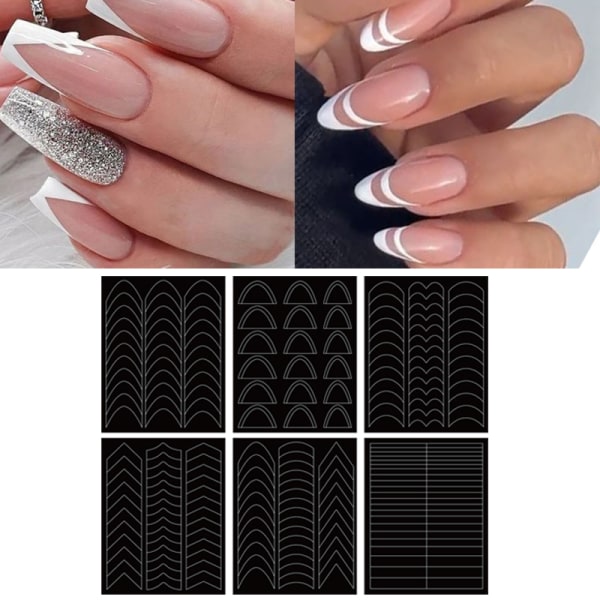 Nail Art Form ranskalainen stensiili mustesuihkumalli Kynsitarrat Mani H362