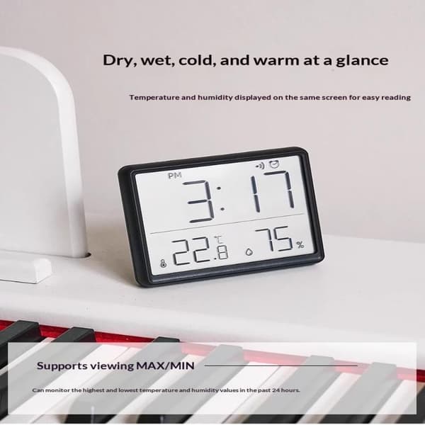 Ultratunn väckarklocka LCD digital temperatur- och luftfuktighetsklocka D A