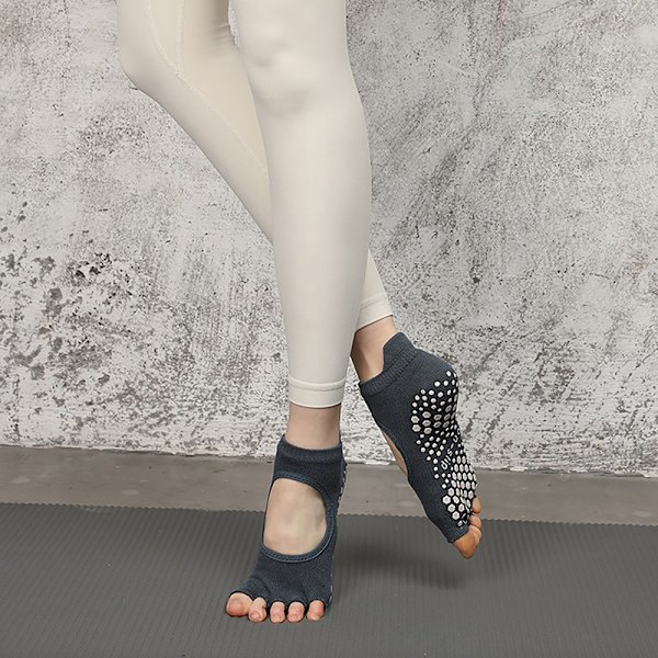 Kvinnor Halvtå Balett Yogastrumpor Halkfri Peep Toe Anti-Slip Pi A8