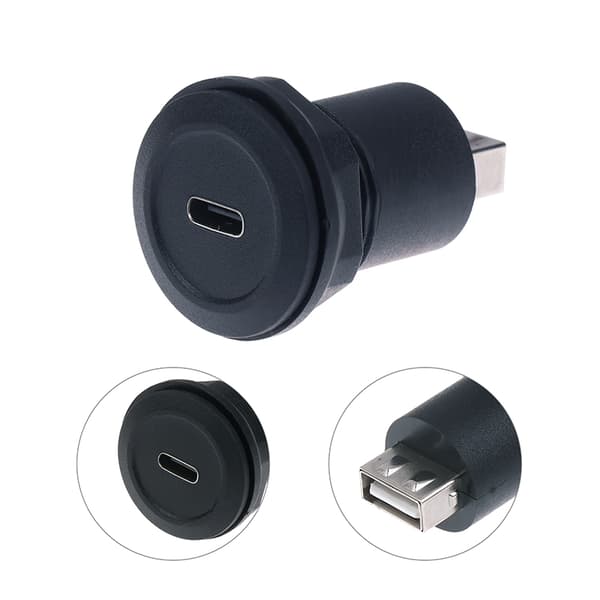 USB C naaras-USB A naarasliitin pyöreä uppoasennus