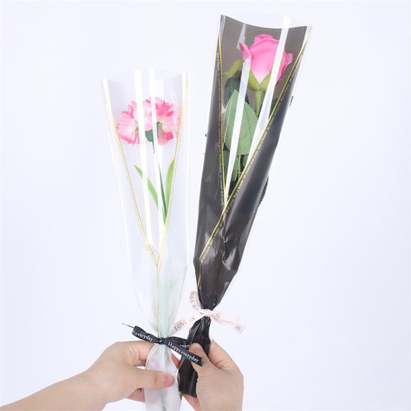 50 stk. Enkelt Rose Ærmer Blomsterindpakningspose Buket Emballage Pink