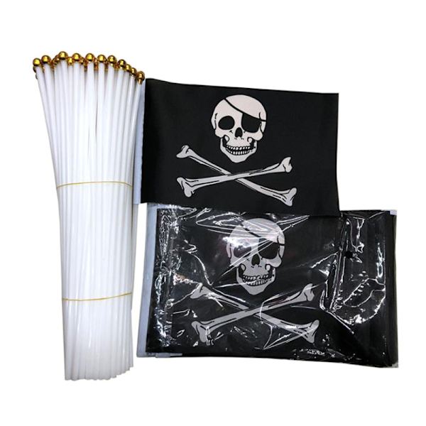 10 kpl ja Cross Crossbones Jolly Roger Pirates Käsilippu 21x14cm 10pcs 14*21cm