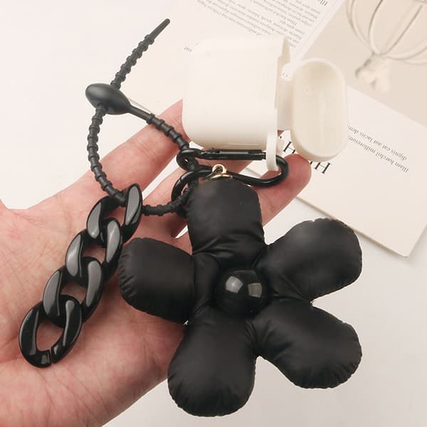 Nøglering Sort Grøn Par Matchende Taske Charm Flower Accessor Black