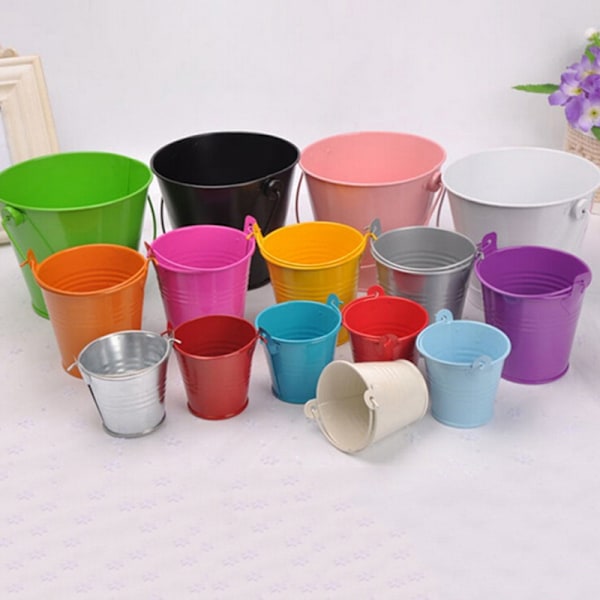 Mini Metal Farverige Spand Sukker Tønde Spande Bryllup Fest Favør Multi-color L