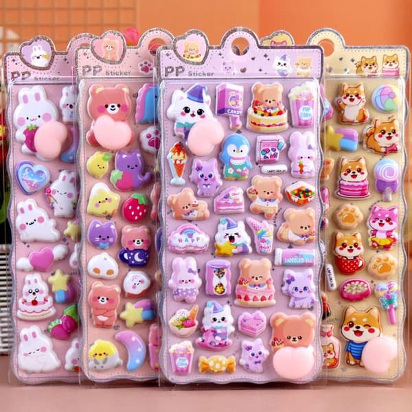 Sarjakuva e Eläimet 3D Puffy Squishy Tarra Puhelinkotelon koristeluun A3