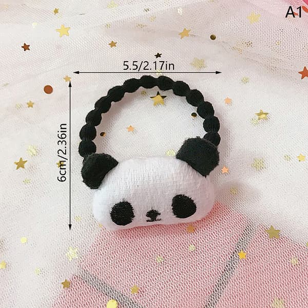 e Cartoon Plysj Panda Hårklemme Elastisk Hårring For Dame Gir A3