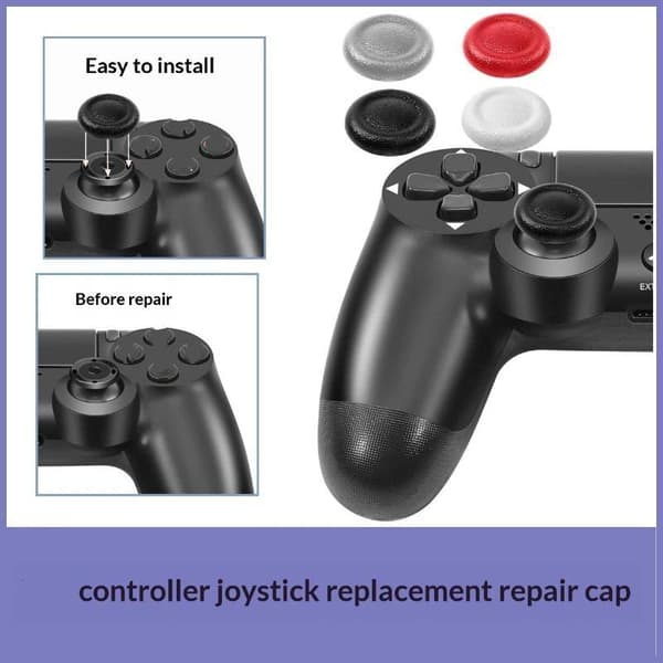 6 STK Spillkontroller Joystick-hette Erstatningsdeler Anti-løs White