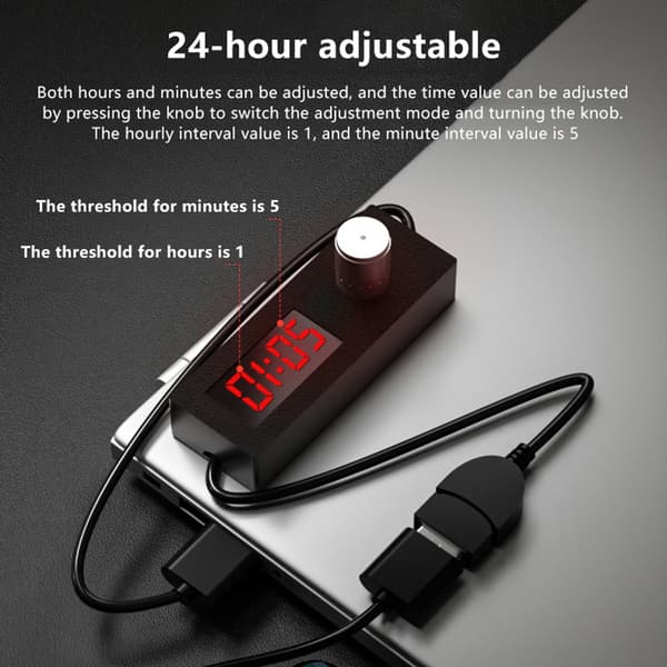 24-timers automatisk nedlukningstimer Digital nedtællingstimer USB-kontakt 1Pcs