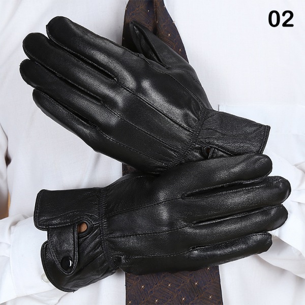 1 par PU-läder för män Vinter Höst Körning Håll varma handskar W 02