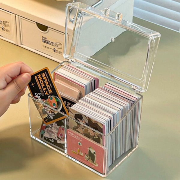 Transparent akrylkort opbevaringsboks med plads til 400 postkort 12x10.