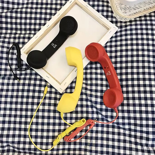 Retro telefonrør 3,5 mm stilfuldt klassisk håndsæt Yellow