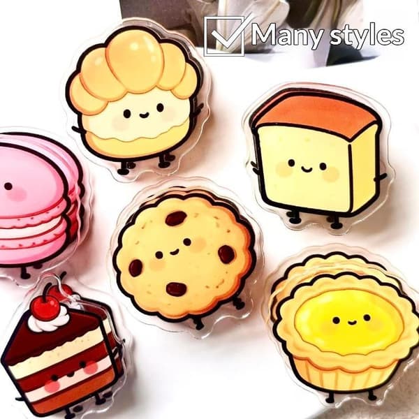 6 st/set Kawaii tecknad dessert akryl gem e Journal D 6pcs set