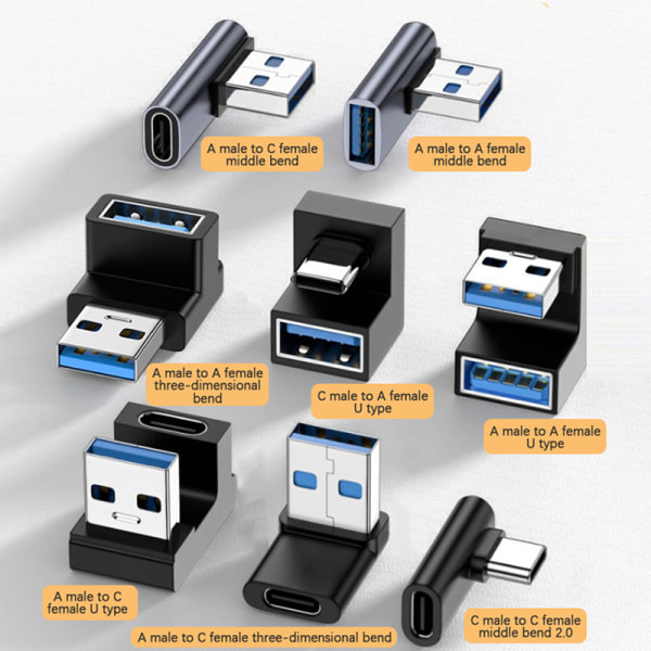 USB-A-mobiltelefonadapter USB C til USB A-adapter rettvinklet T A4