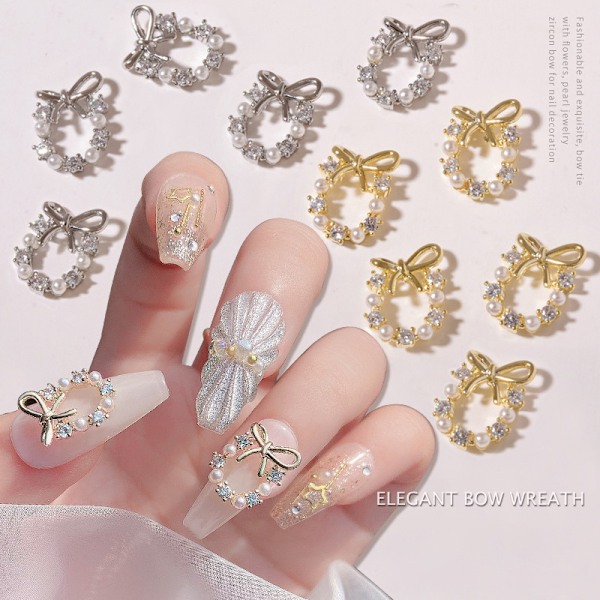 3D Rhinestone Krystall Nail Art Garland Perle Dangle Charms Chri Silver S