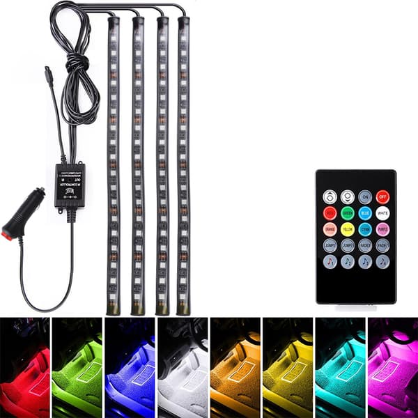 48 LED RGB Bil Fot Ambient Lys Bil Interiørlys St A2