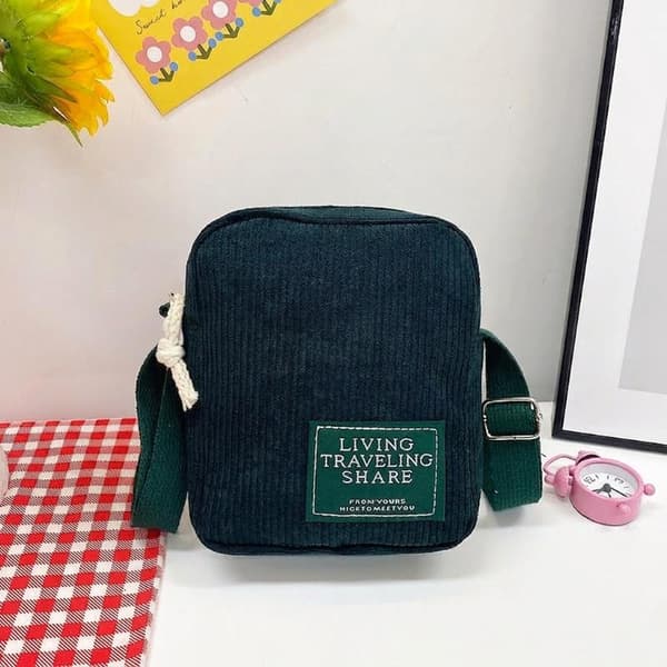 Fløjls Mini Crossbody Taske Med Justerbar Rem Multi Farve O A2