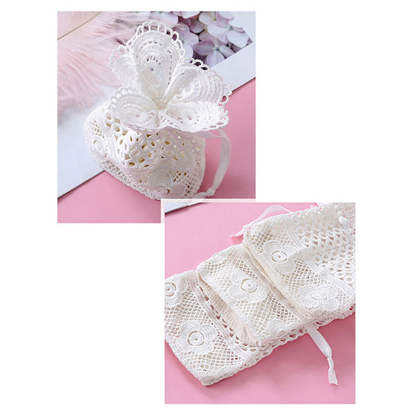 Rundt hull Lace Bag Smykker Oppbevaringspose Melkegarn Bundle Lomme