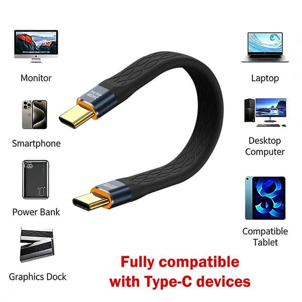 Multifunktionel PD240W USB4.0 40Gbps FPC datakabel Type-c Inte A6 with keychain