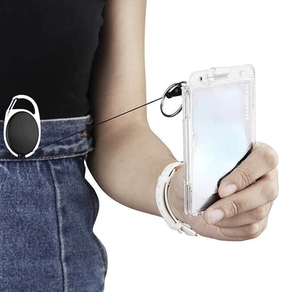 1/2PCS Transparent korthållare infällbar nyckelring repa A11