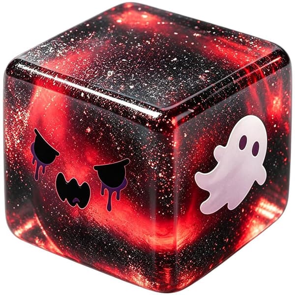 Halloween-kuutio, läpinäkyvä glitter-maltoosilelu A3